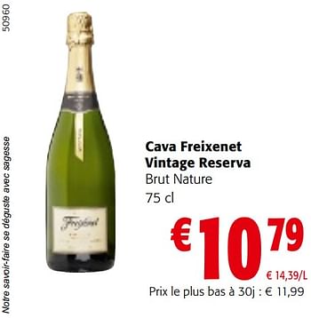 Promotions Cava freixenet vintage reserva brut nature - Freixenet - Valide de 10/04/2024 à 23/04/2024 chez Colruyt