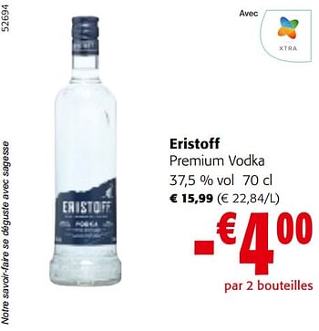 Promoties Eristoff premium vodka - Eristoff - Geldig van 10/04/2024 tot 23/04/2024 bij Colruyt