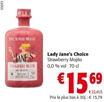 Promotions Lady jane’s choice strawberry mojito - Lady Jane's - Valide de 10/04/2024 à 23/04/2024 chez Colruyt