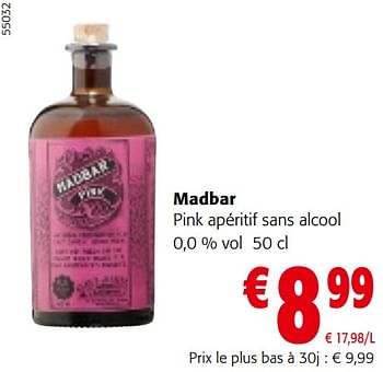 Promoties Madbar pink apéritif sans alcool - Madbar - Geldig van 10/04/2024 tot 23/04/2024 bij Colruyt