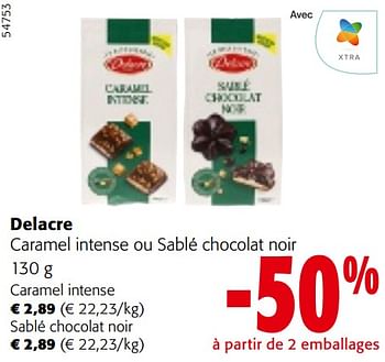 Promoties Delacre caramel intense ou sablé chocolat noir - Delacre - Geldig van 10/04/2024 tot 23/04/2024 bij Colruyt