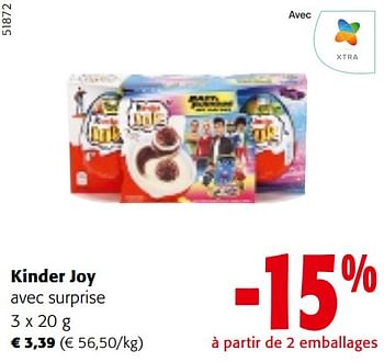 Promoties Kinder joy avec surprise - Kinder - Geldig van 10/04/2024 tot 23/04/2024 bij Colruyt
