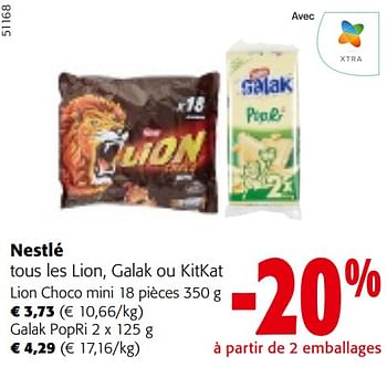 Promoties Nestlé tous les lion, galak ou kitkat - Nestlé - Geldig van 10/04/2024 tot 23/04/2024 bij Colruyt