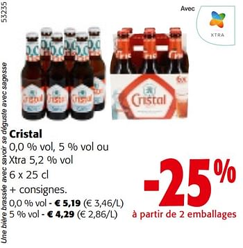 Promoties Cristal 0,0 % vol, ou xtra - Cristal - Geldig van 10/04/2024 tot 23/04/2024 bij Colruyt