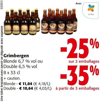 Promoties Grimbergen blonde ou double - Grimbergen - Geldig van 10/04/2024 tot 23/04/2024 bij Colruyt
