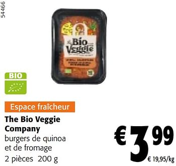 Promoties The bio veggie company burgers de quinoa et de fromage - The Bio Veggie Company - Geldig van 10/04/2024 tot 23/04/2024 bij Colruyt