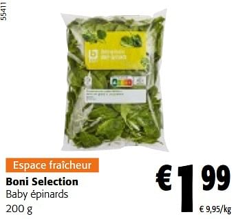 Promoties Boni selection baby épinards - Boni - Geldig van 10/04/2024 tot 23/04/2024 bij Colruyt