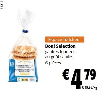 Promotions Boni selection gaufres fourrées au goût vanille - Boni - Valide de 10/04/2024 à 23/04/2024 chez Colruyt