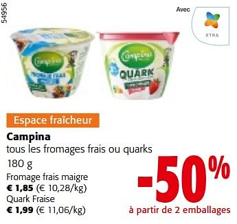 Promoties Campina tous les fromages frais ou quarks - Campina - Geldig van 10/04/2024 tot 23/04/2024 bij Colruyt