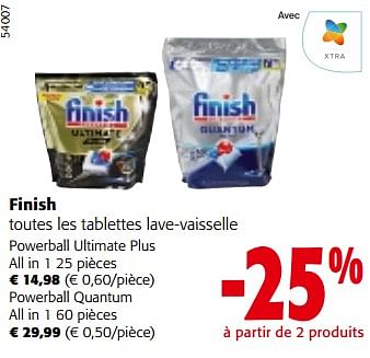 Promoties Finish toutes les tablettes lave-vaisselle - Finish - Geldig van 10/04/2024 tot 23/04/2024 bij Colruyt