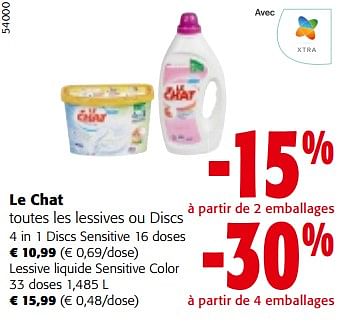 Promotions Le chat toutes les lessives ou discs - Le Chat - Valide de 10/04/2024 à 23/04/2024 chez Colruyt