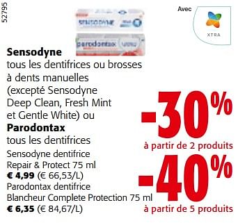 Promoties Sensodyne dentifrice repair + protect - Sensodyne - Geldig van 10/04/2024 tot 23/04/2024 bij Colruyt