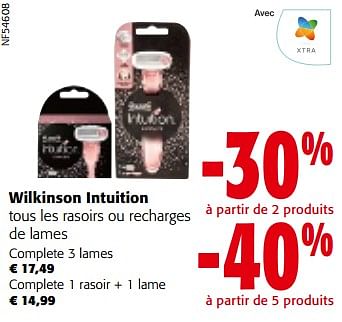 Promoties Wilkinson intuition tous les rasoirs ou recharges de lames - Wilkinson - Geldig van 10/04/2024 tot 23/04/2024 bij Colruyt