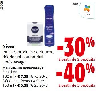 Promoties Nivea tous les produits de douche, déodorants ou produits après-rasage - Nivea - Geldig van 10/04/2024 tot 23/04/2024 bij Colruyt
