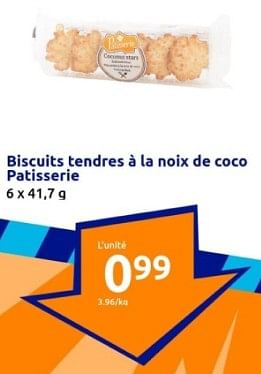 Promotions Biscuits tendres à la noix de coco patisserie - Patisserie - Valide de 10/04/2024 à 16/04/2024 chez Action