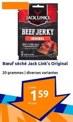 Promoties Boeuf séché jack link`s original - Jack Link's - Geldig van 10/04/2024 tot 16/04/2024 bij Action