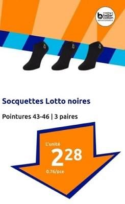 Promotions Socquettes lotto noires - Lotto - Valide de 10/04/2024 à 16/04/2024 chez Action