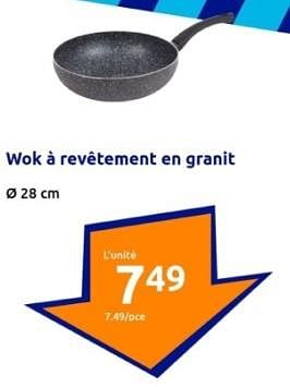 Promoties Wok à revétement en granit - Huismerk - Action - Geldig van 10/04/2024 tot 16/04/2024 bij Action