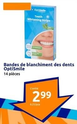 Promoties Bandes de blanchiment des dents optismile - OptiSmile - Geldig van 10/04/2024 tot 16/04/2024 bij Action