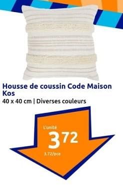 Promoties Housse de coussin code maison kos - Kos - Geldig van 10/04/2024 tot 16/04/2024 bij Action