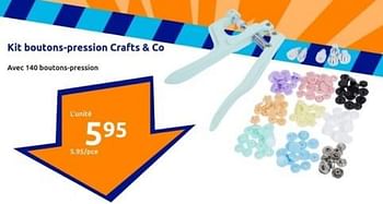 Promoties Kit boutons-pression crafts + co - crafts&co - Geldig van 10/04/2024 tot 16/04/2024 bij Action