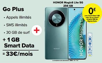 Promoties Honor magic6 lite 5g 256 gb - Honor - Geldig van 02/04/2024 tot 01/05/2024 bij Carrefour