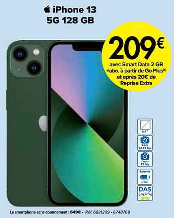 Promoties Apple iphone 13 5g 128 gb - Apple - Geldig van 02/04/2024 tot 01/05/2024 bij Carrefour