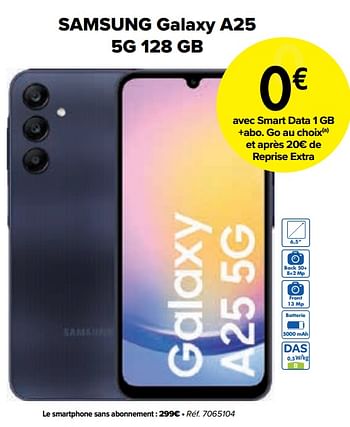 Promotions Samsung galaxy a25 5g 128 gb - Samsung - Valide de 02/04/2024 à 01/05/2024 chez Carrefour