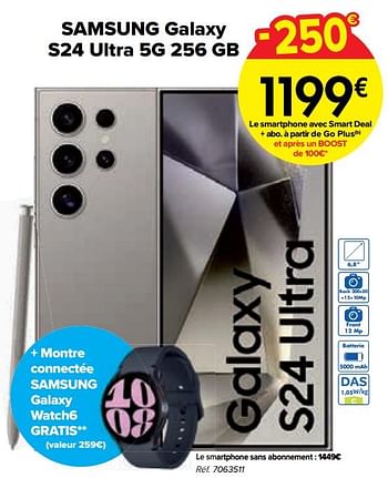 Promotions Samsung galaxy s24 ultra 5g 256 gb - Samsung - Valide de 02/04/2024 à 01/05/2024 chez Carrefour