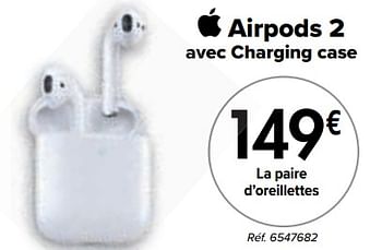 Promotions Apple airpods 2 oortjes - Apple - Valide de 02/04/2024 à 01/05/2024 chez Carrefour