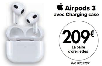 Promotions Apple airpods 3 oortjes - Apple - Valide de 02/04/2024 à 01/05/2024 chez Carrefour