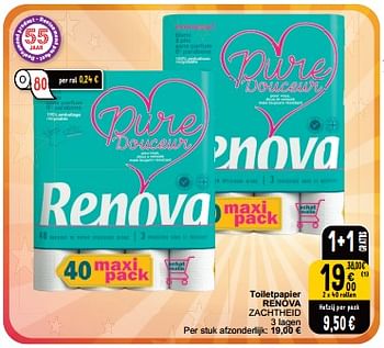 Promotions Toiletpapier renova zachtheid - Renova - Valide de 16/04/2024 à 22/04/2024 chez Cora