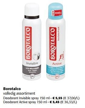 Promotions Borotalco volledig assortiment - Borotalco - Valide de 10/04/2024 à 23/04/2024 chez Colruyt