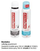 Promoties Borotalco volledig assortiment - Borotalco - Geldig van 10/04/2024 tot 23/04/2024 bij Colruyt
