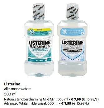 Promotions Listerine alle mondwaters - Listerine - Valide de 10/04/2024 à 23/04/2024 chez Colruyt