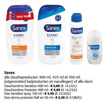 Promotions Sanex alle doucheproducten - Sanex - Valide de 10/04/2024 à 23/04/2024 chez Colruyt