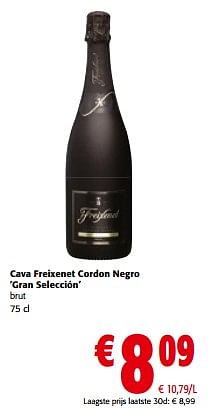 Promotions Cava freixenet cordon negro gran selección brut - Freixenet - Valide de 10/04/2024 à 23/04/2024 chez Colruyt