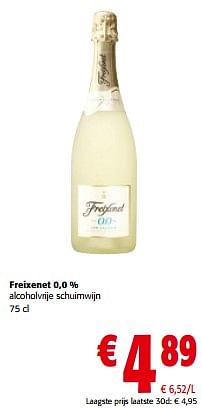 Promotions Freixenet 0,0 % alcoholvrije schuimwijn - Freixenet - Valide de 10/04/2024 à 23/04/2024 chez Colruyt