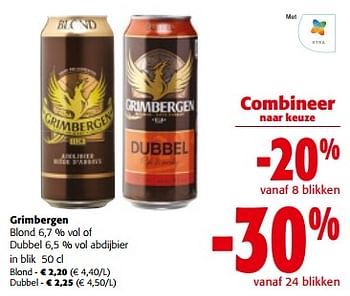 Promoties Grimbergen blond of dubbel abdijbier - Grimbergen - Geldig van 10/04/2024 tot 23/04/2024 bij Colruyt