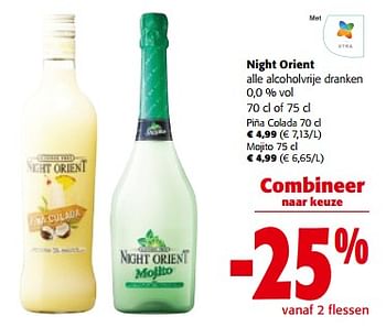 Promotions Night orient alle alcoholvrije dranken - Night orient - Valide de 10/04/2024 à 23/04/2024 chez Colruyt
