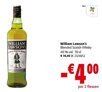 Promotions William lawson`s blended scotch whisky - William Lawson's - Valide de 10/04/2024 à 23/04/2024 chez Colruyt