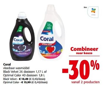 Promoties Coral vloeibaar wasmiddel black velvet of optimal color - Coral - Geldig van 10/04/2024 tot 23/04/2024 bij Colruyt