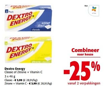 Promotions Dextro energy classic of zitrone + vitamin c - Dextro Energy - Valide de 10/04/2024 à 23/04/2024 chez Colruyt