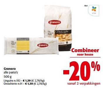 Promotions Granoro alle pasta`s - Granoro - Valide de 10/04/2024 à 23/04/2024 chez Colruyt