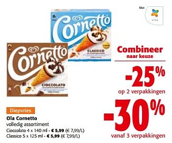Promoties Ola cornetto volledig assortiment - Ola - Geldig van 10/04/2024 tot 23/04/2024 bij Colruyt