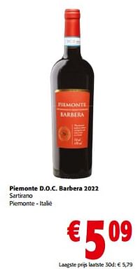 Piemonte d.o.c. barbera 2022 sartirano-Rode wijnen