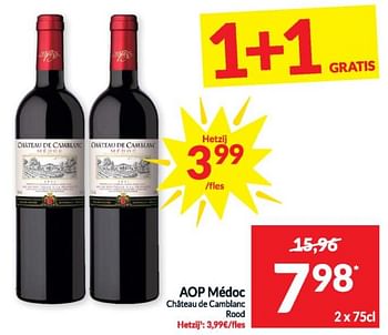 Promoties Aop médoc chateau de camblanc rood - Rode wijnen - Geldig van 16/04/2024 tot 21/04/2024 bij Intermarche