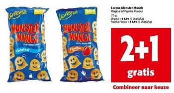 Promoties Lorenz monster munch original of paprika flavour - Lorenz Monster Munch - Geldig van 10/04/2024 tot 23/04/2024 bij Colruyt
