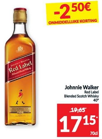 Promoties Johnnie walker red label blended scotch whisky - Johnnie Walker - Geldig van 16/04/2024 tot 21/04/2024 bij Intermarche