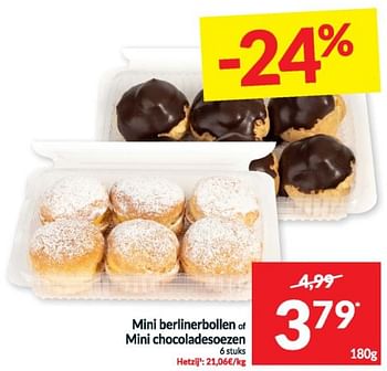 Promoties Mini berlinerbollen ot mini chocoladesoezen - Huismerk - Intermarche - Geldig van 16/04/2024 tot 21/04/2024 bij Intermarche